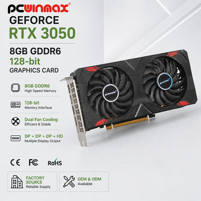 PCWINMAX Gaming GeForce RTX 3050 8GB GDDR6 128-Bit HD/DP PCIe 4 Quạt Kép Thẻ đồ họa cho PC Gaming