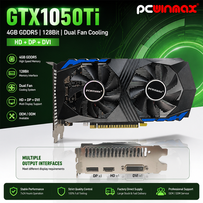 PCWINMAX Geforce GTX 1050 Ti 4GB GDDR5 128Bit Game Graphics Card với đầu ra HD OEM / ODM Trong kho cho máy tính để bàn